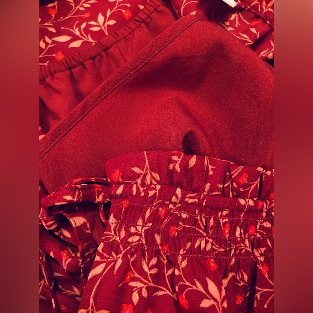 NWTS Old Navy Red Floral Dress Comfy Cottagecore Dress Women’s Size XL Tall - Picture 5 of 8